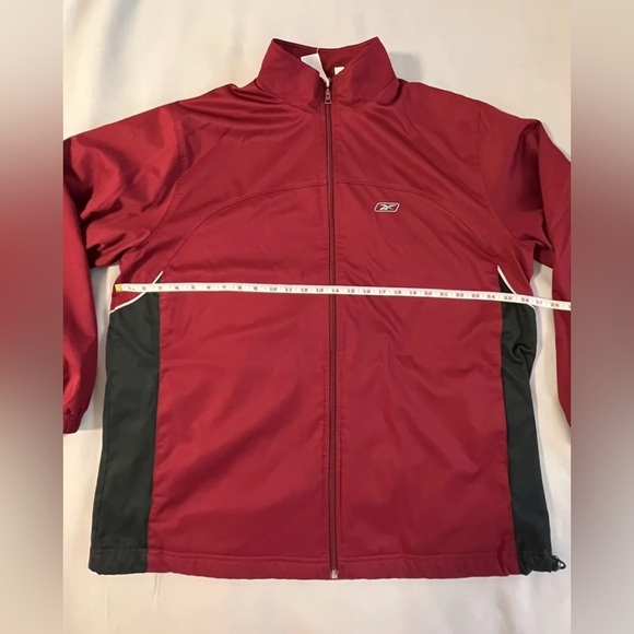 Vintage Reebok Jacket Men 2XL Red Black Full Zip Windbreaker Track Coat Warm Up - Picture 3 of 8